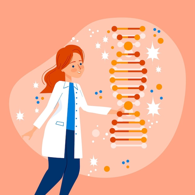Free Vector scientist holding dna molecules concept