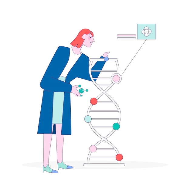 Free Vector scientists holding dna molecules