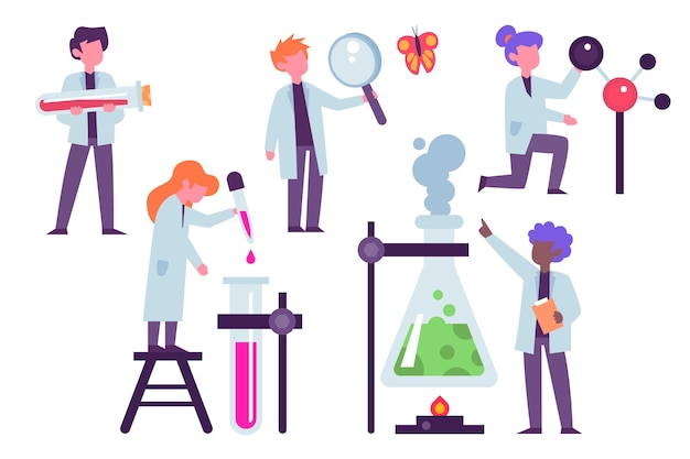 Free Vector scientists working with lab objects
