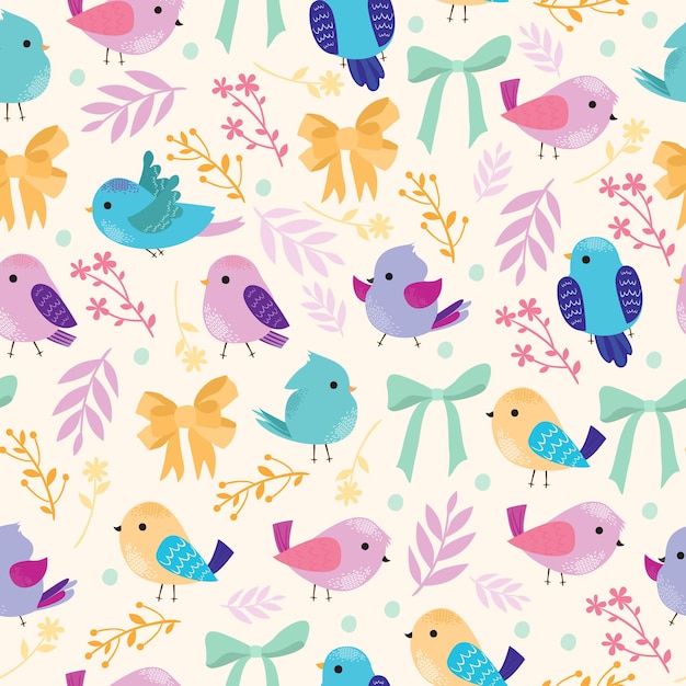 Free Vector seamless pattern with birds and bows