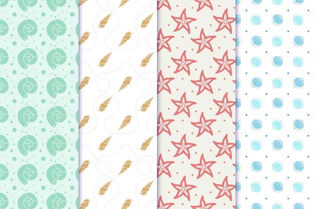 Free Vector seamless seashell pattern collection