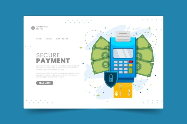 Free Vector secure payment landing page template