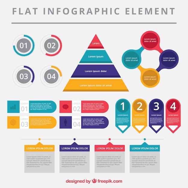 Free Vector selection of fantastic infographic elements in flat design