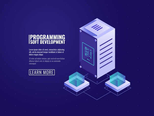 Free Vector server hardware, web hosting, computer software, cloud storage, data protection 