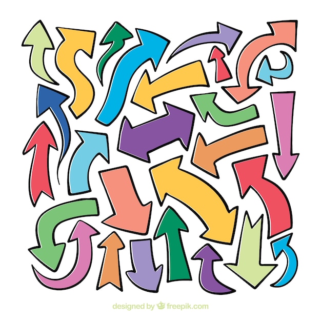 Free Vector set of arrows to mark in hand drawn style