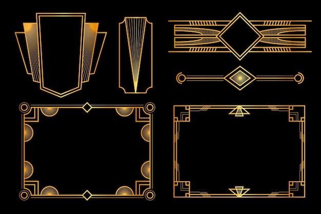Free Vector set of art deco frames and decorations