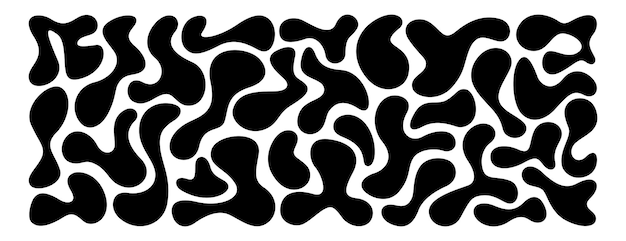 Free Vector set of black irregular blobs random liquid uneven drop shape amorphous splodges asymmetric spots