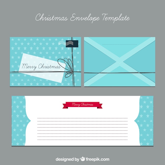 Free Vector set of blue christmas envelope templates