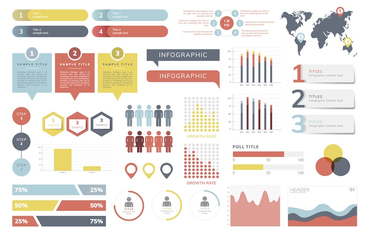 Free Vector set of business infograph vectors