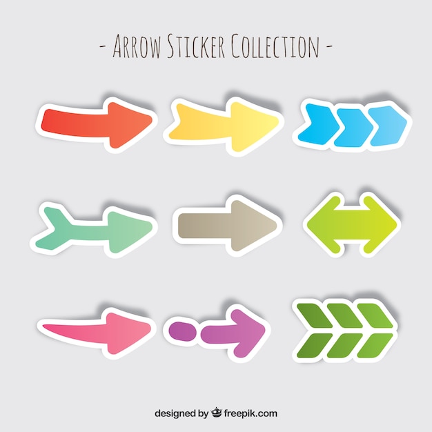 Free Vector set of colorful arrow stickers