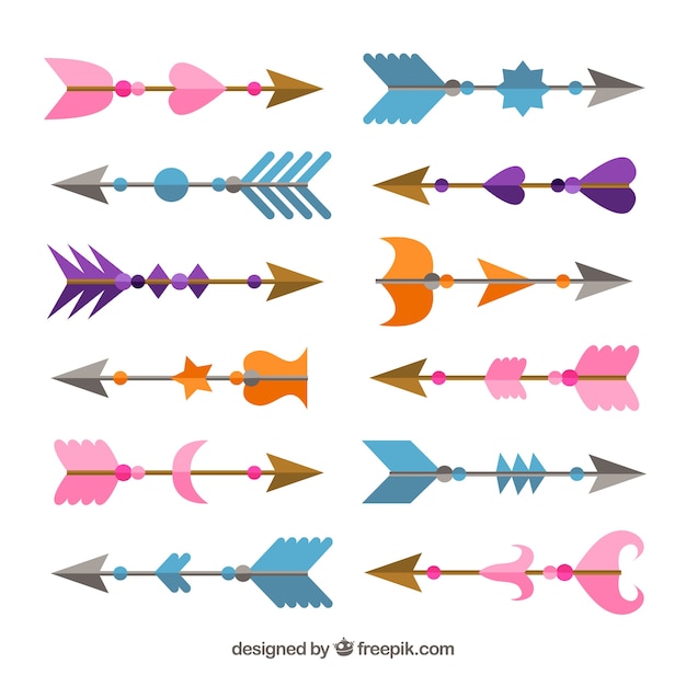 Free Vector set of colorful arrows to mark in flat style