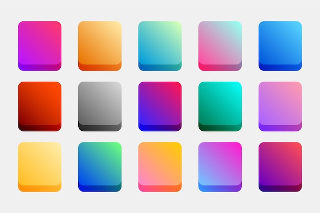 Free Vector set of colorful gradient palette backdrop for uiux app vector