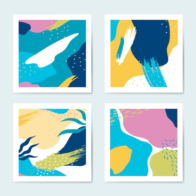 Free Vector set of colorful memphis style backgrounds vector