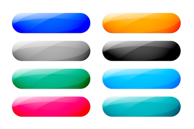 Free Vector set of colorful web app button icon with empty space