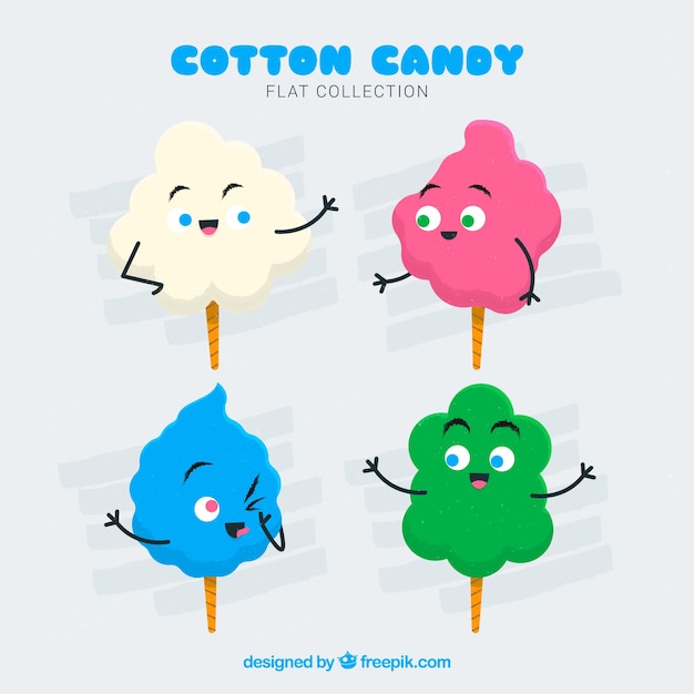 Free Vector set of cotton candy characters