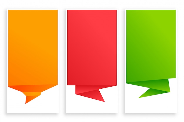 Free Vector set of empty origami chat bubble banner
