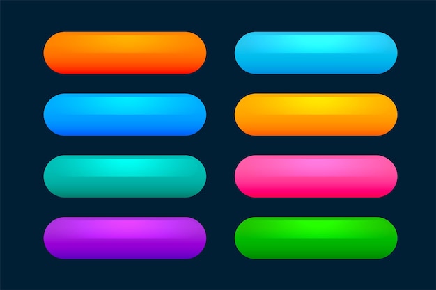 Free Vector set of empty web push button element icon design