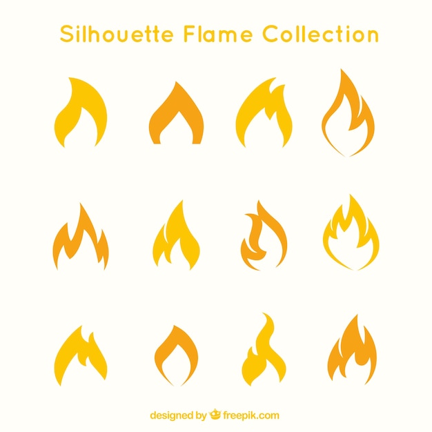Free Vector set of flames silhouettes 