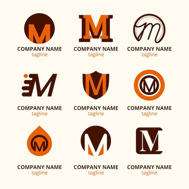 Free Vector set of flat m logo templates
