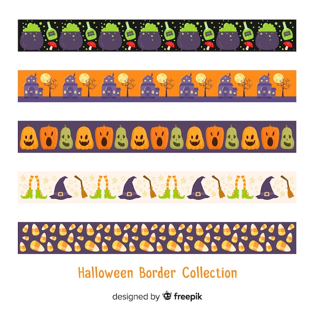 Free Vector set of halloween borders