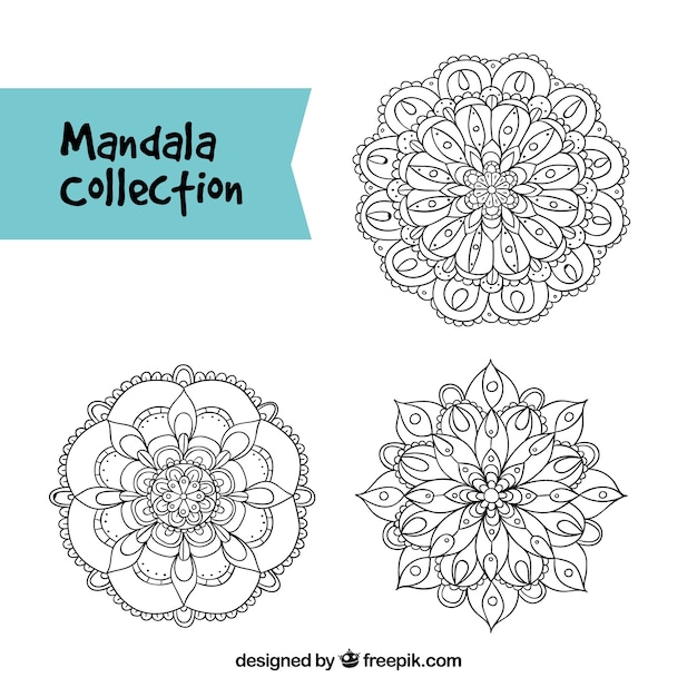Free Vector set of hand drawn mandalas 