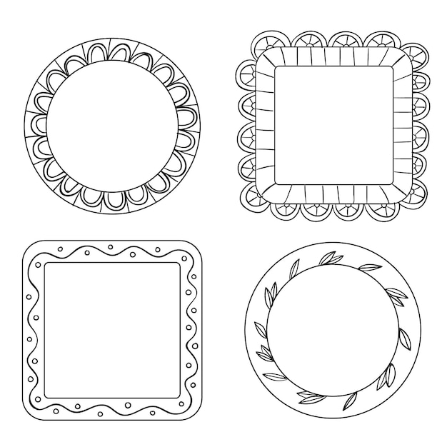Free Vector set of hand drawn ornamental frames