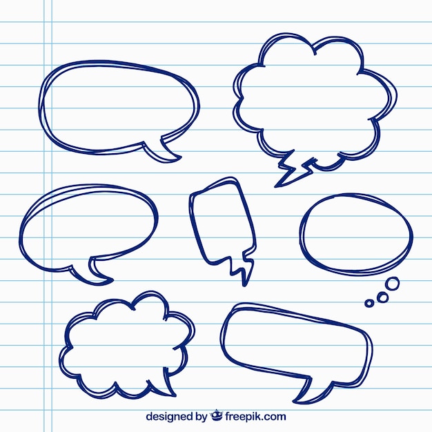 Free Vector set of hand drawn speech bubbles