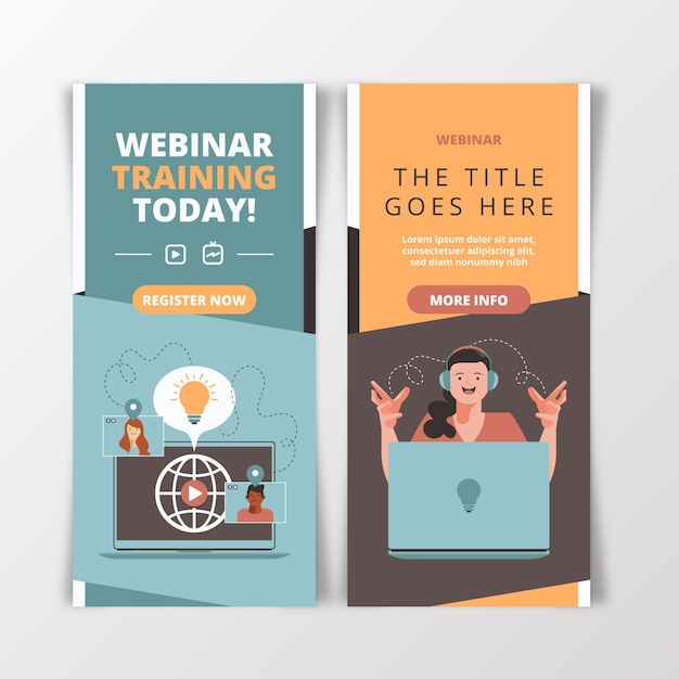 Free Vector set of illustrated webinar banners