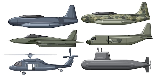 Free Vector set of military aircraft