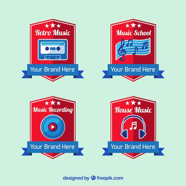 Free Vector set of music studio shields logo
