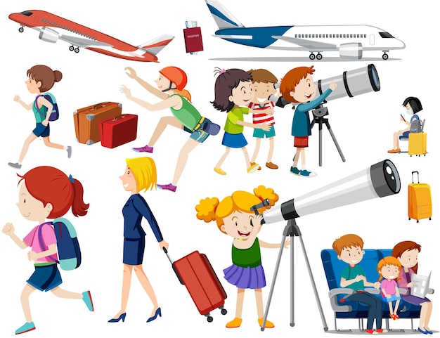 Free Vector set of people doing different activities