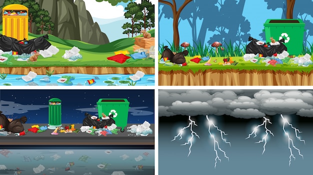 Free Vector set of polluted scenes