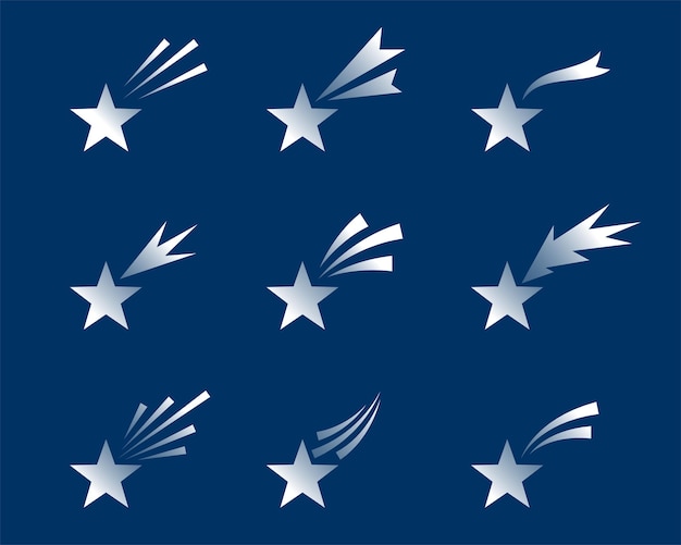 Free Vector set of shooting stars trail icon element design
