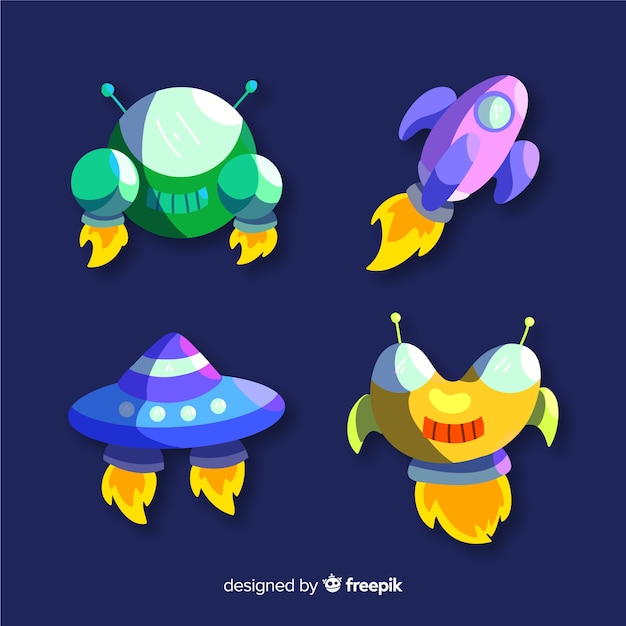 Free Vector set of spacecraft