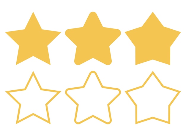 Free Vector set of stars flat and outline