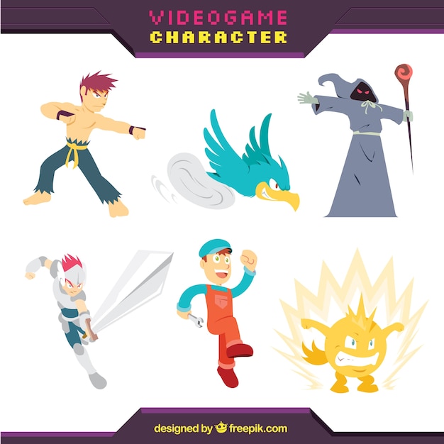 Free Vector set of video game characters