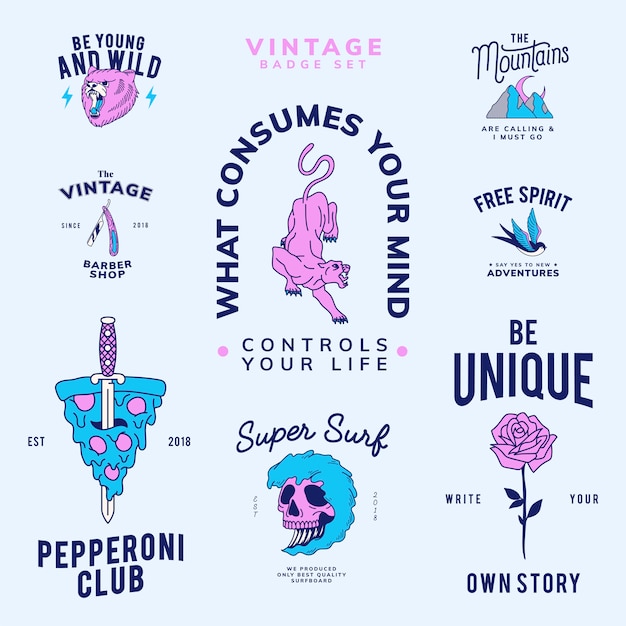Free Vector set of vintage badges design vector