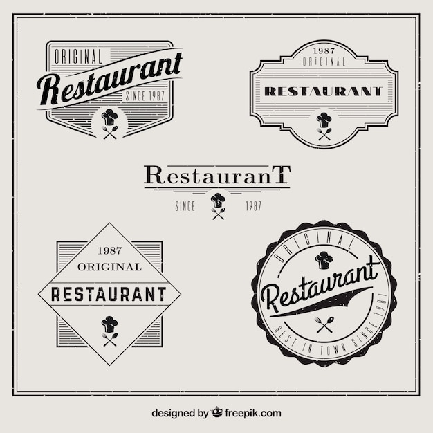 Free Vector set of vintage restaurant badges