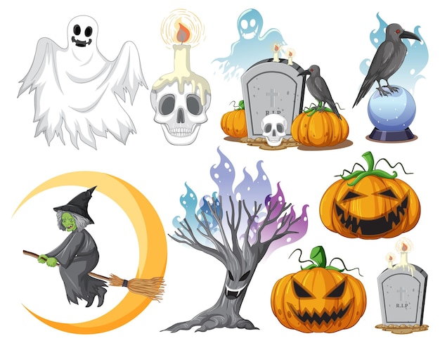 Free Vector set of witches and wizard objects