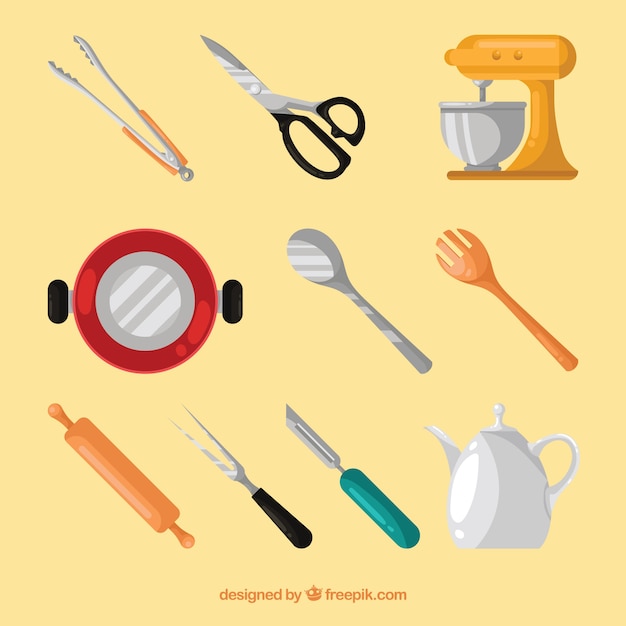 Free Vector set with flat cook objects
