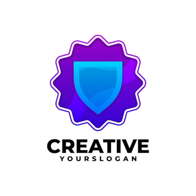 Free Vector shield gradient logo design vector