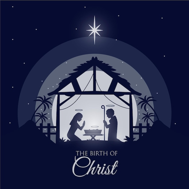 Free Vector silhouette nativity scene