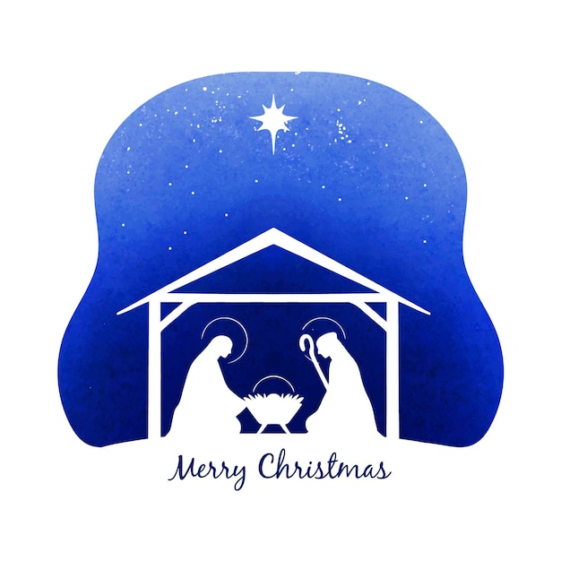 Free Vector silhouette nativity scene