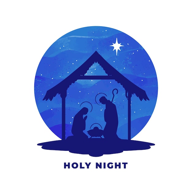 Free Vector silhouette nativity scene