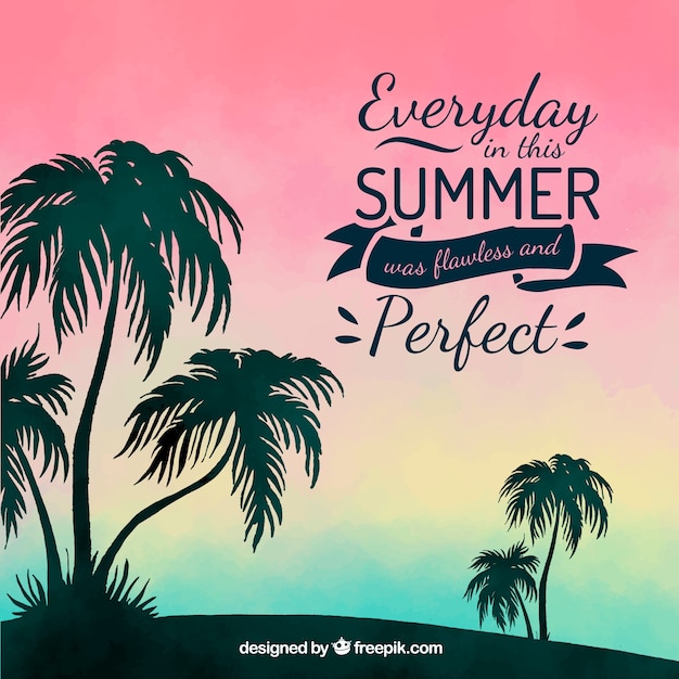 Free Vector silhouette palms background with quote