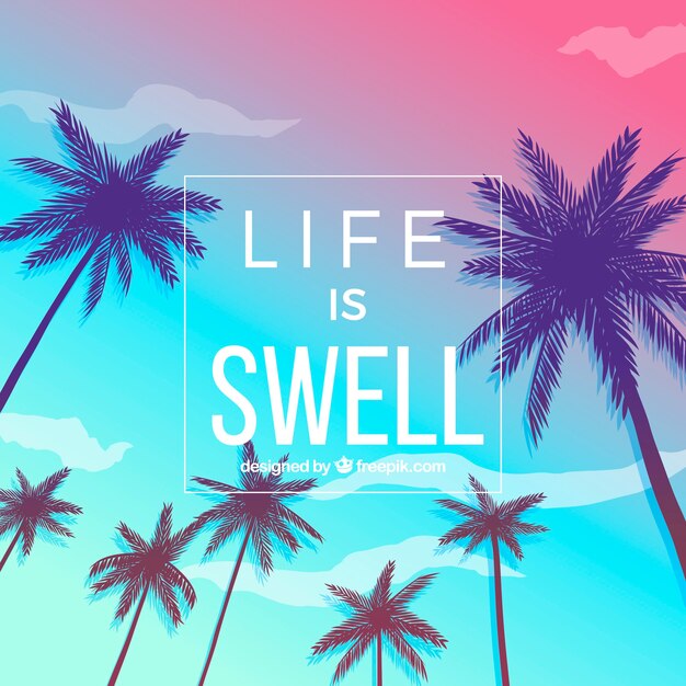 Free Vector silhouette palms  background with quote