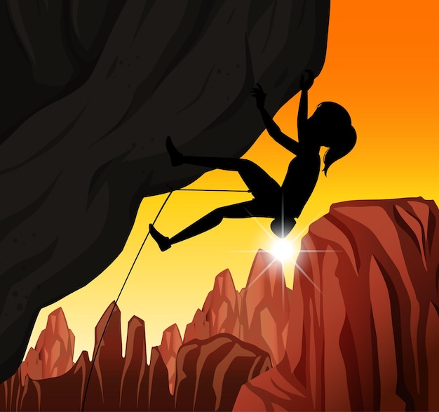 Free Vector silhouette rock climbing background