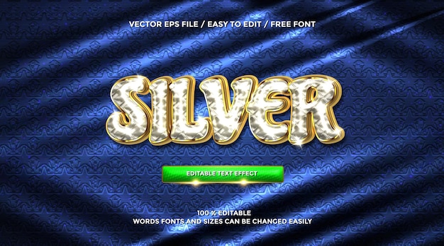 Free Vector silver 3d rendering text effect style