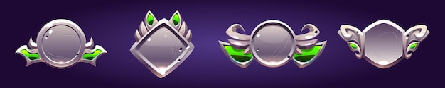 Free Vector silver award badges with fantasy frames