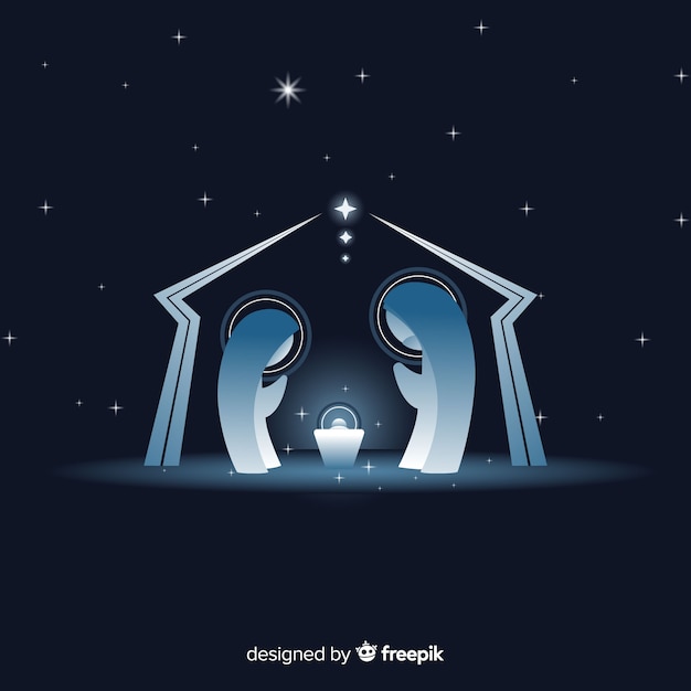Free Vector silver nativity silhouette background
